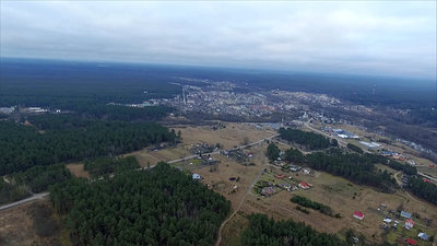 Flight Over The Forest And Small Town In Distance 2