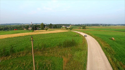 Aerial View, Car Driving On Gravel Road In Country 2