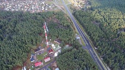 Flight Around Over The Highway, Tv Tower And Forest 4